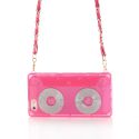 Coque silicone sac épaule cassette transparente rose et argentée pour apple iPhone 5 / 5S
