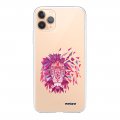 Coque iPhone 11 Pro Max silicone transparente Lion géométrique rose ultra resistant Protection housse Motif Ecriture Tendance Evetane