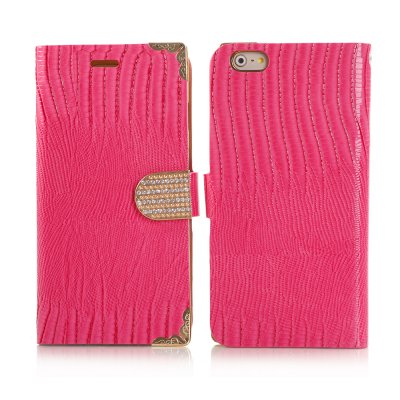 Etui livre croco rose à strass pour Apple iPhone 6 Plus 5.5''