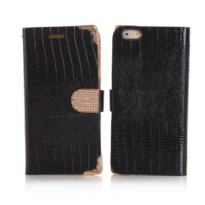 Etui livre croco noir à strass pour Apple iPhone 6 Plus 5.5''