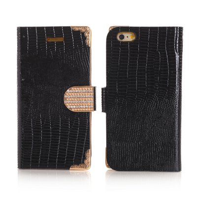 Etui livre croco noir à strass pour Apple iPhone 6 4.7''