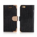 Etui livre croco noir à strass pour Apple iPhone 6 et 6S 