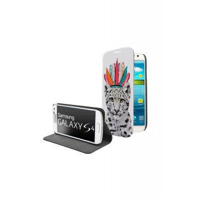 Etui livre universel Léopard indien pour Samsung Galaxy S4