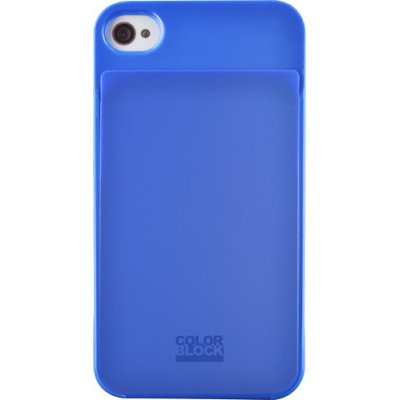 Coque rigide Colorblock bleue pour iPhone 4/4S avec emplacement pour carte