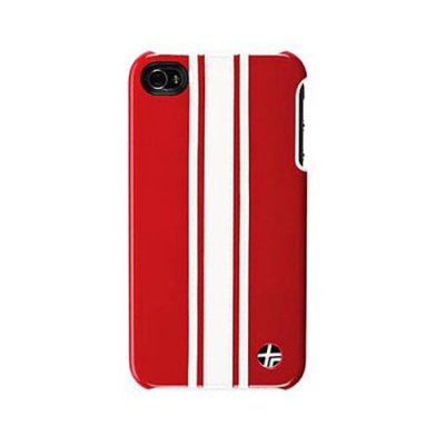 Trexta coque cuir rouge Racing blanc iPhone 4 / 4S