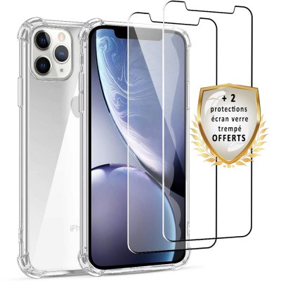 Coque iPhone 11 Pro Antichoc  Silicone  + 2 verres trempés