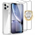 Coque iPhone 11 Pro Antichoc Silicone + 2 Vitres en verre trempé Protection écran ultra résistant