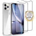 Coque iPhone 11 Pro Antichoc Silicone + 2 Vitres en verre trempé Protection écran ultra résistant