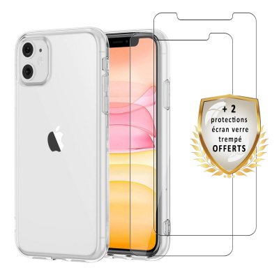 Coque iPhone 11 Silicone  + 2 verres trempés 