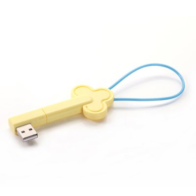 Câble USB / Lightning clé jaune et bleu