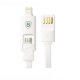 Câble plat blanc USB / Micro USB + adaptateur Lightning