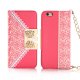 Etui livre dentelles rose pour Apple iPhone 6