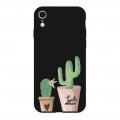 Coque iPhone Xr Silicone Liquide Douce noir Cactus Love Evetane.