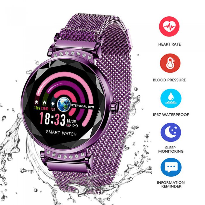 Montre Connectée Femme Or, Smartwatch Sport Etanche ,Podomètre Calorie,  Multifonctions ,Montre de Fitness avec 1 bracelet Rose offert . - Evetane