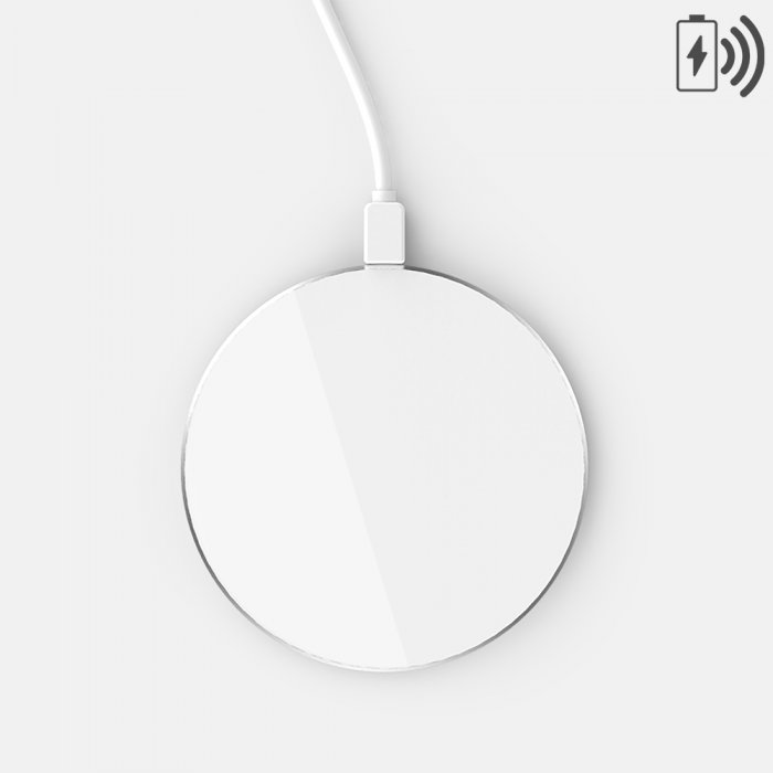Chargeur à induction compatible avec iPhone 8 - Blanc avec contour argent -  Coquediscount
