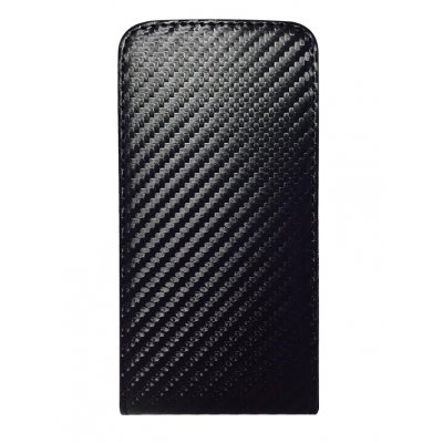 Etui clapet noir carbone pour Alcatel 3040