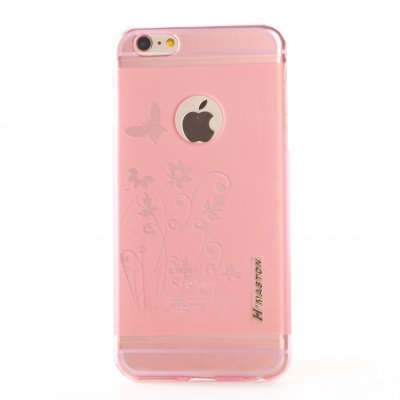 Coque souple transparente rose bimatière fleurs pour Apple iPhone 6 Plus