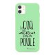 Coque iPhone 11 Silicone Liquide Douce vert pâle Meilleur papa poule Ecriture Tendance et Design La Coque Francaise