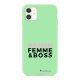 Coque iPhone 11 Silicone Liquide Douce vert pâle Femme Boss Ecriture Tendance et Design La Coque Francaise