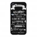 Coque iPhone 7/8 Silicone Liquide Douce noir Quartiers de Marseille blanc Ecriture Tendance et Design La Coque Francaise