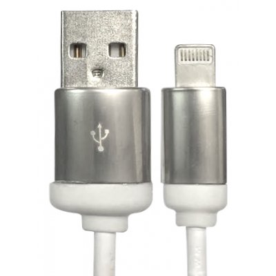 Câble de charge et synchronisation blanc argenté USB / Lightning 1.5m