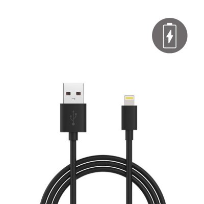 Câble droit USB / Apple Lightning MFI charge + sync 1 metre noir
