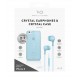 Coque bleue avec cristaux Swarovski + Kit mains libres Crystal White Diamonds pour iPhone 6