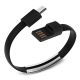 Bracelet câble de charge et synchronisation noir argenté USB / Lightning