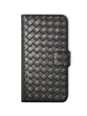 Etui En Cuir Veritable Tresse Noir Iphone6+