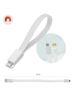 Câble plat magnétique USB/Lightning 20 Cm Blanc