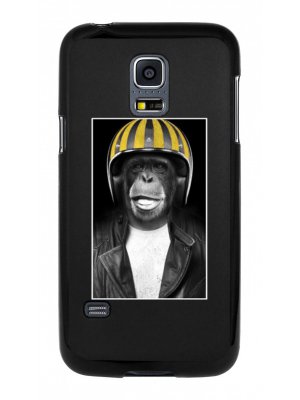 Moxie coque rigide noire singe casque jaune pour Samsung Galaxy S5 mini