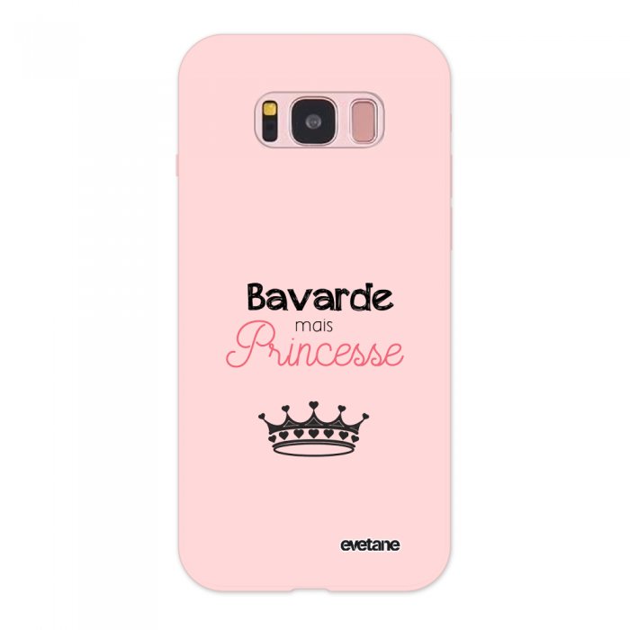 Coque Samsung Galaxy S8 Silicone Liquide Douce rose pâle Bavarde mais princesse Ecriture Tendance et Design Evetane - Coquediscount
