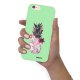 Coque iPhone 6/6S Silicone Liquide Douce vert pâle Ananas Fleuri Evetane.