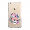 Coque iPhone 6 Plus / 6S Plus anti-choc souple angles renforcés transparente Crâne floral Evetane.