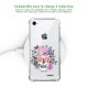 Coque iPhone 7/8/ iPhone SE 2020 anti-choc souple angles renforcés transparente Crâne floral Evetane.