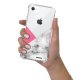 Coque iPhone 7/8/ iPhone SE 2020 anti-choc souple angles renforcés transparente Marbre rose et gris Evetane.