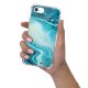 Coque iPhone 7/8/ iPhone SE 2020 anti-choc souple angles renforcés transparente Bleu Nacré Marbre Evetane.
