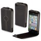 Etui flap sellier Faconnable vertical cuir noir pour iphone 4 / 4S