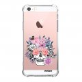 Coque iPhone 5/5S/SE anti-choc souple angles renforcés transparente Crâne floral Evetane.