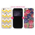 Pack 3 Protections Fashions pour iPhone 6/6S : Coque ZigZag + Etui à rabat avec fenêtre noir + 