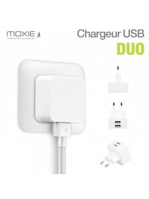 Chargeur Secteur Moxie Duo 2.4A avec 2 Entrées USB 