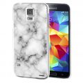 Coque Samsung Galaxy S5 G900 rigide transparente Marbre blanc Dessin Evetane