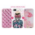 Pack 3 Protections Fashions pour iPhone 4/4S : Coque Crystaux + Coque Tigre tropic + Coque Fleur Strass