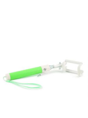 Petite perche Selfie rétractable vert avec déclencheur mini jack 3,5mm