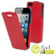 Etui clapet Muvit portfolio rouge glossy pour iPhone 5 / 5S film miroir inclus