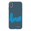 Coque iPhone X/ Xs Silicone Liquide Douce bleu nuit Love Fluo Ecriture Tendance et Design Evetane