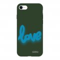 Coque iPhone 7/8/ iPhone SE 2020 Silicone Liquide Douce vert kaki Love Fluo Ecriture Tendance et Design Evetane