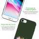 Coque iPhone 7/8/ iPhone SE 2020 Silicone Liquide Douce vert kaki Ananas trio Ecriture Tendance et Design Evetane
