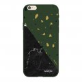 Coque iPhone 6/6S Silicone Liquide Douce vert kaki Terrazzo marbre Noir Evetane.