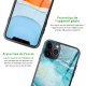 Coque en verre trempé iPhone 11 Pro Bleu Nacré Marbre Ecriture Tendance et Design Evetane.